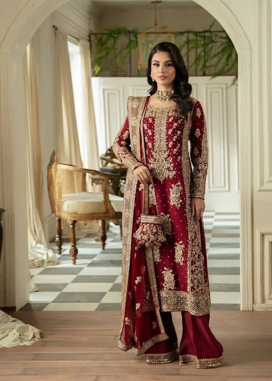 Faux Georgette Moti Work with Thread Embroidery Pakistani Suit (Ready To Wear)