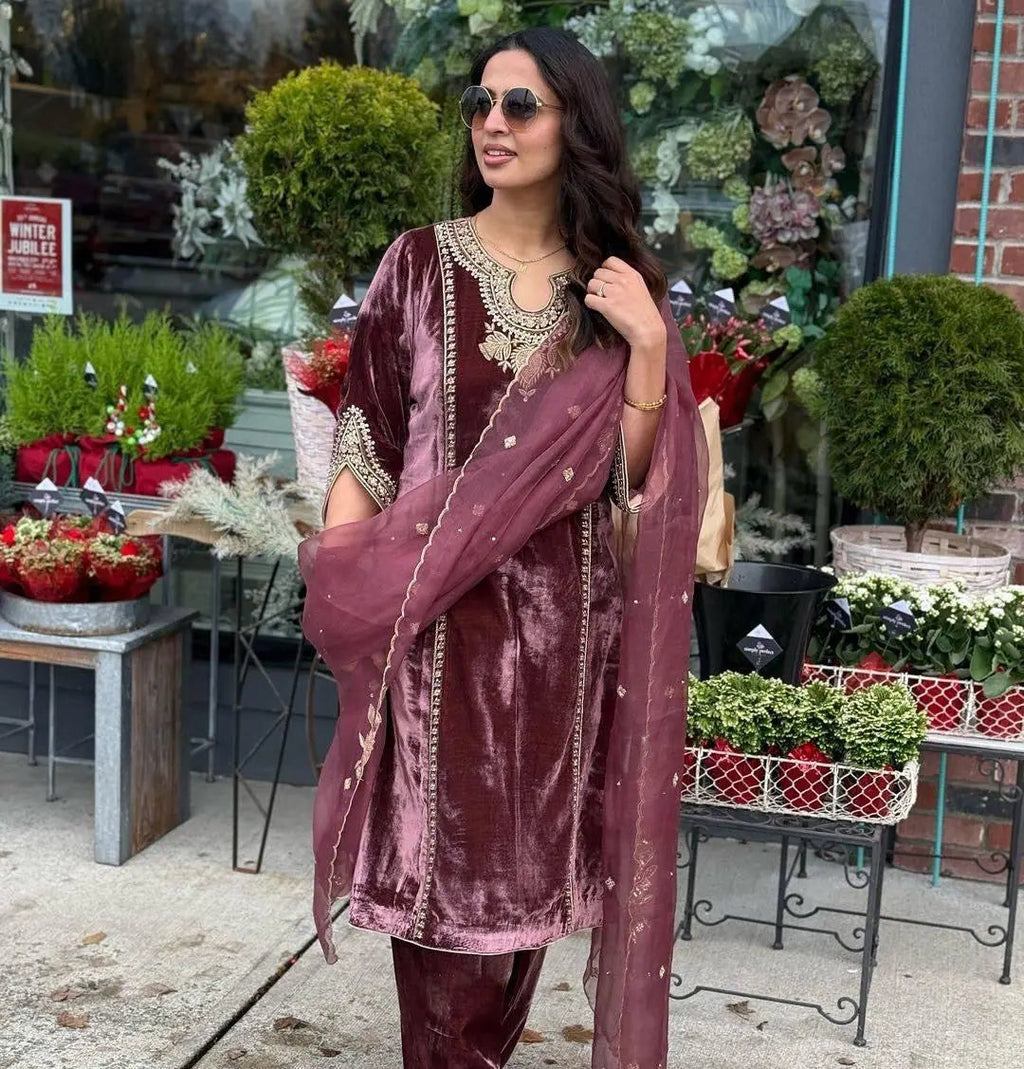 Premium Ethenika Winter Wear Velvet Suit