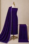 Cotton Satin Self Color Kutch 3Pc Unstitched Bandhani Dress Material