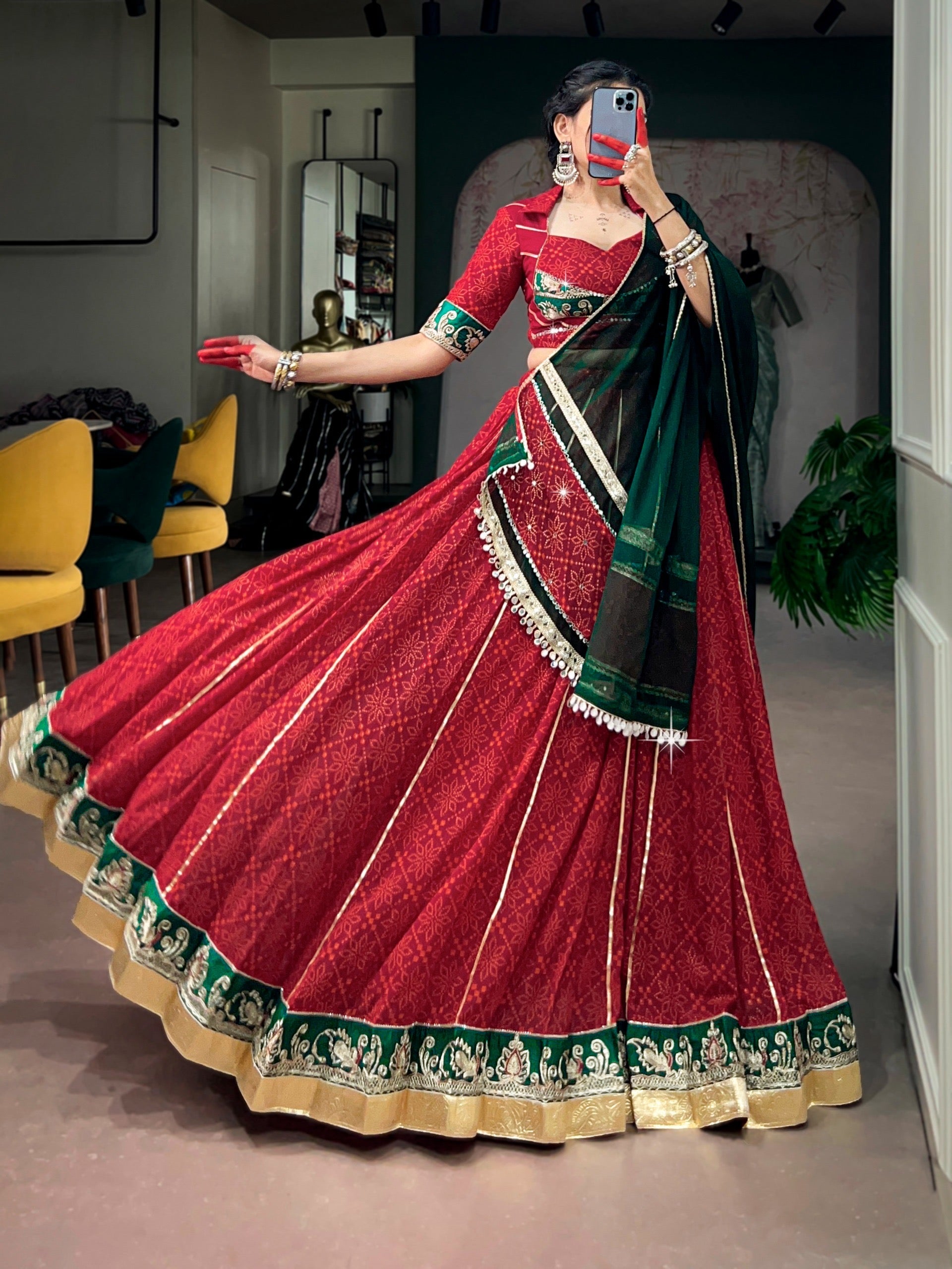 Georgette Bandhani Print Designer Chaniya Choli for Garba