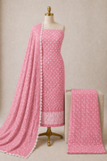 Soft Cotton Self Color 3Pc Unstitched Bandhani Dress Material