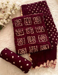 Cotton Satin Square Panel Bandhani Dress Material (Unstitched)