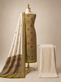 Soft Cotton Ajrakh Print with Chikankari Work Salwar Dress Material