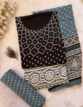 Rayon Cotton Ajrakh Hand block with Bandhani Print Dress Material (Unstitched)