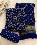 Modal Silk Hand Crafted Barik Bandhej Work Silk Bandhani Dress Material