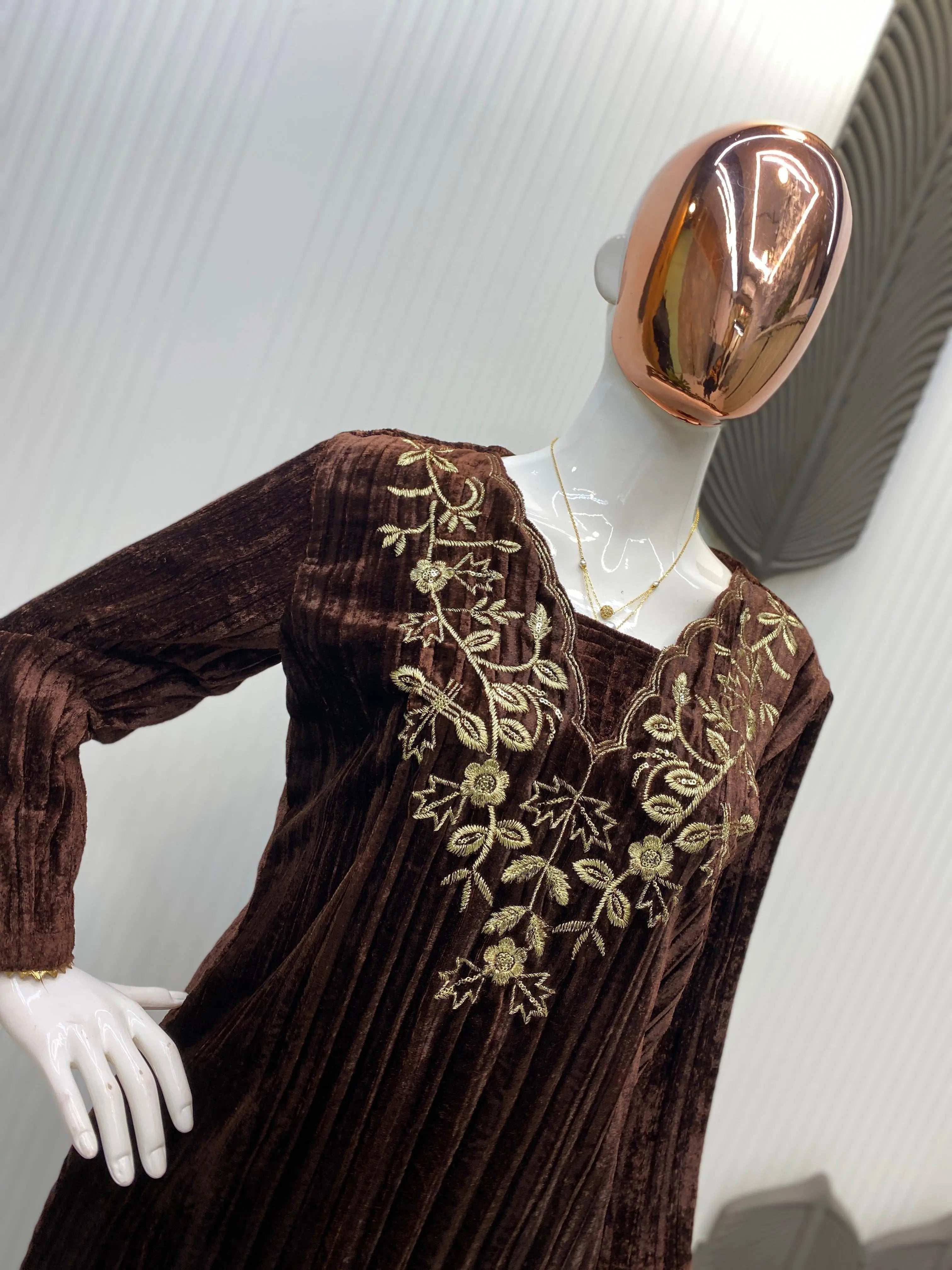 Ethenika Premium Embroidery work Winter Wear Velvet Suit