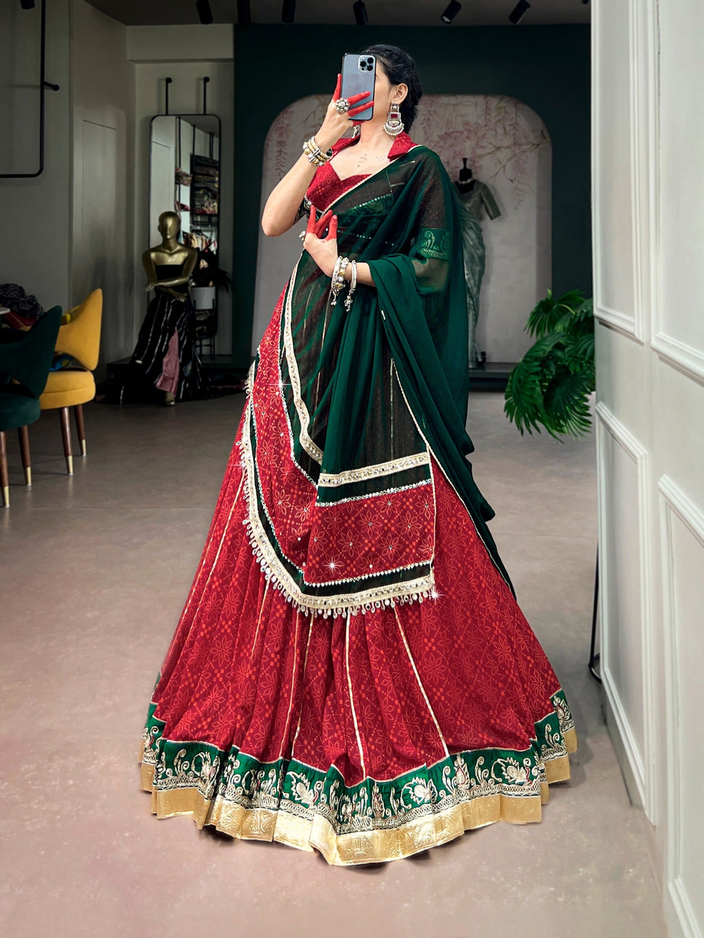 Georgette Bandhani Print Designer Chaniya Choli for Garba