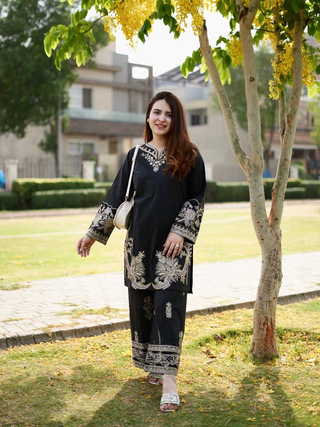 Muslin Cotton Embroidery Work Cord Set (Ready to Wear)