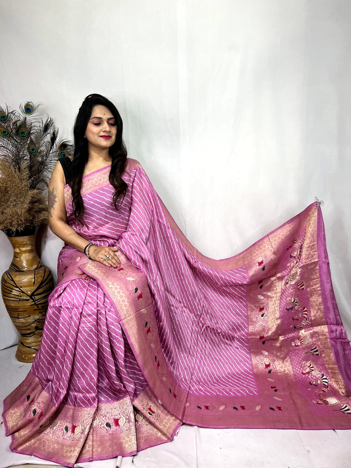 Dola Silk Leheriya Print Saree