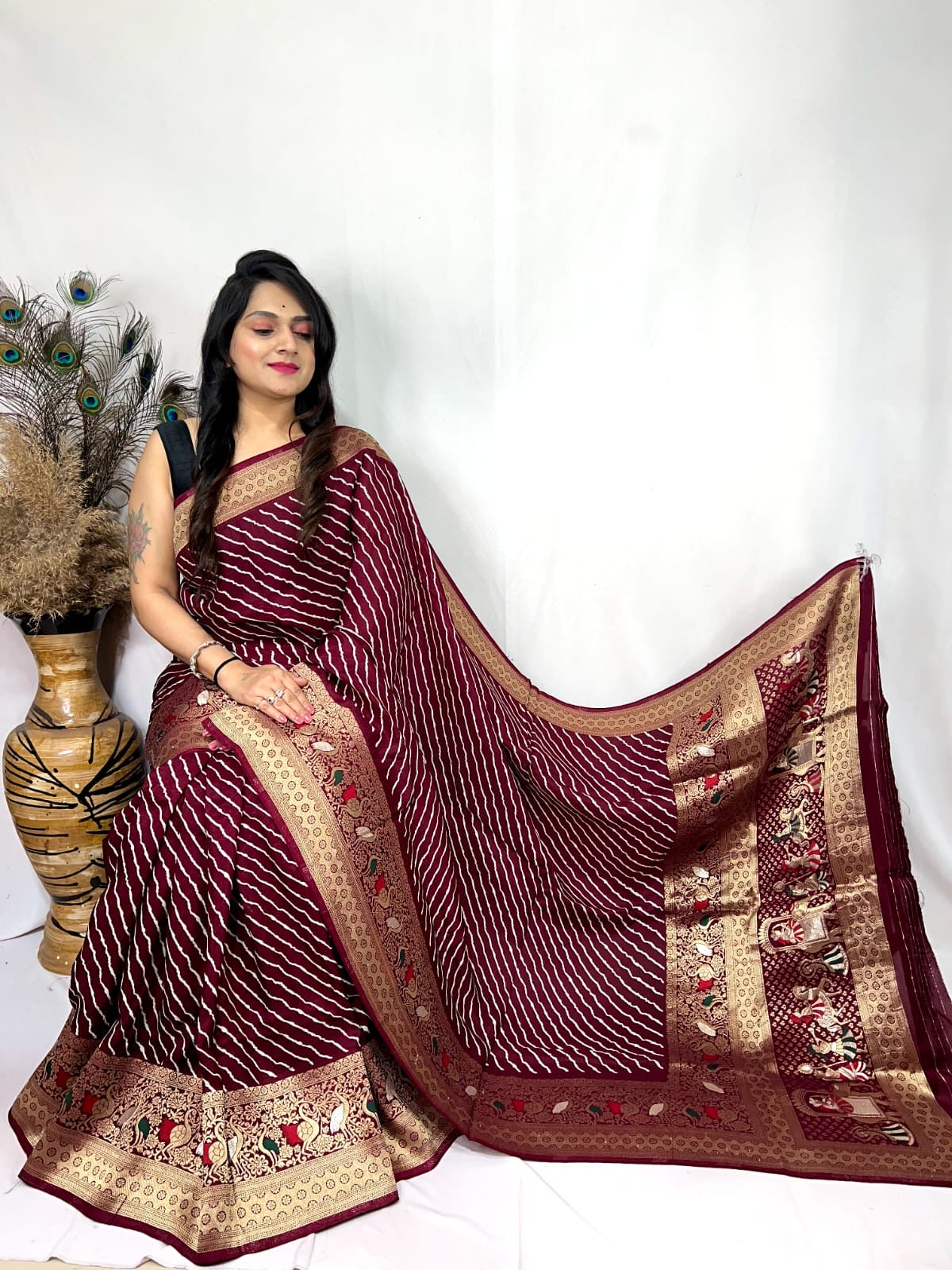 Dola Silk Leheriya Print Saree