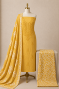 Soft Cotton Lakhnavi Thread Work 3Pc Unstitched Batik Dress Material