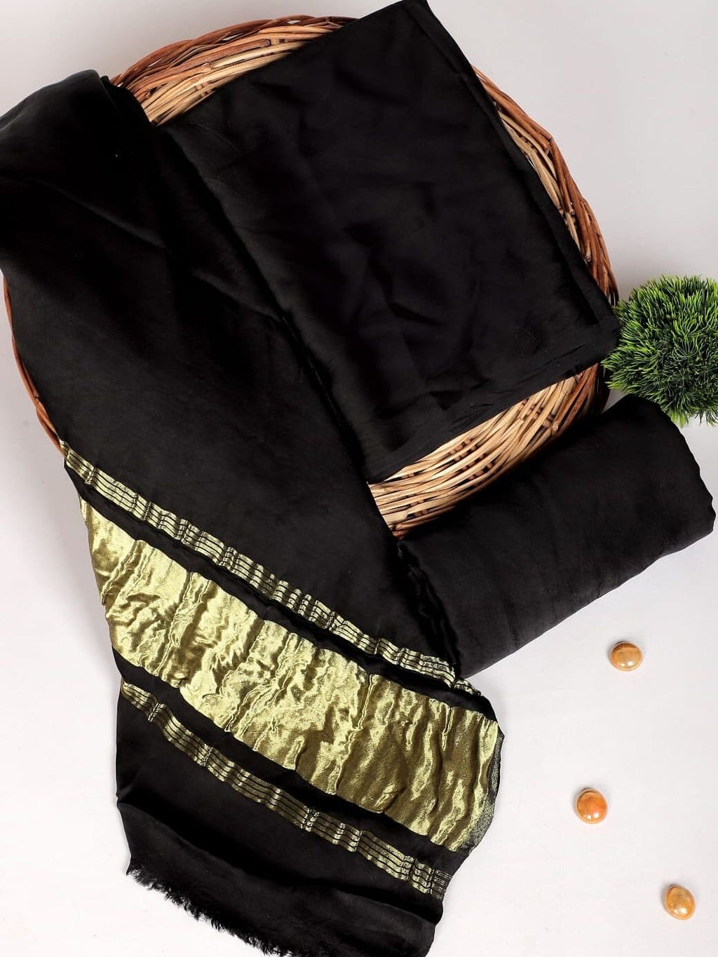 Chanderi Silk Plain Concept Dress Material with Zari Weaving Dupatta (Unstitched)