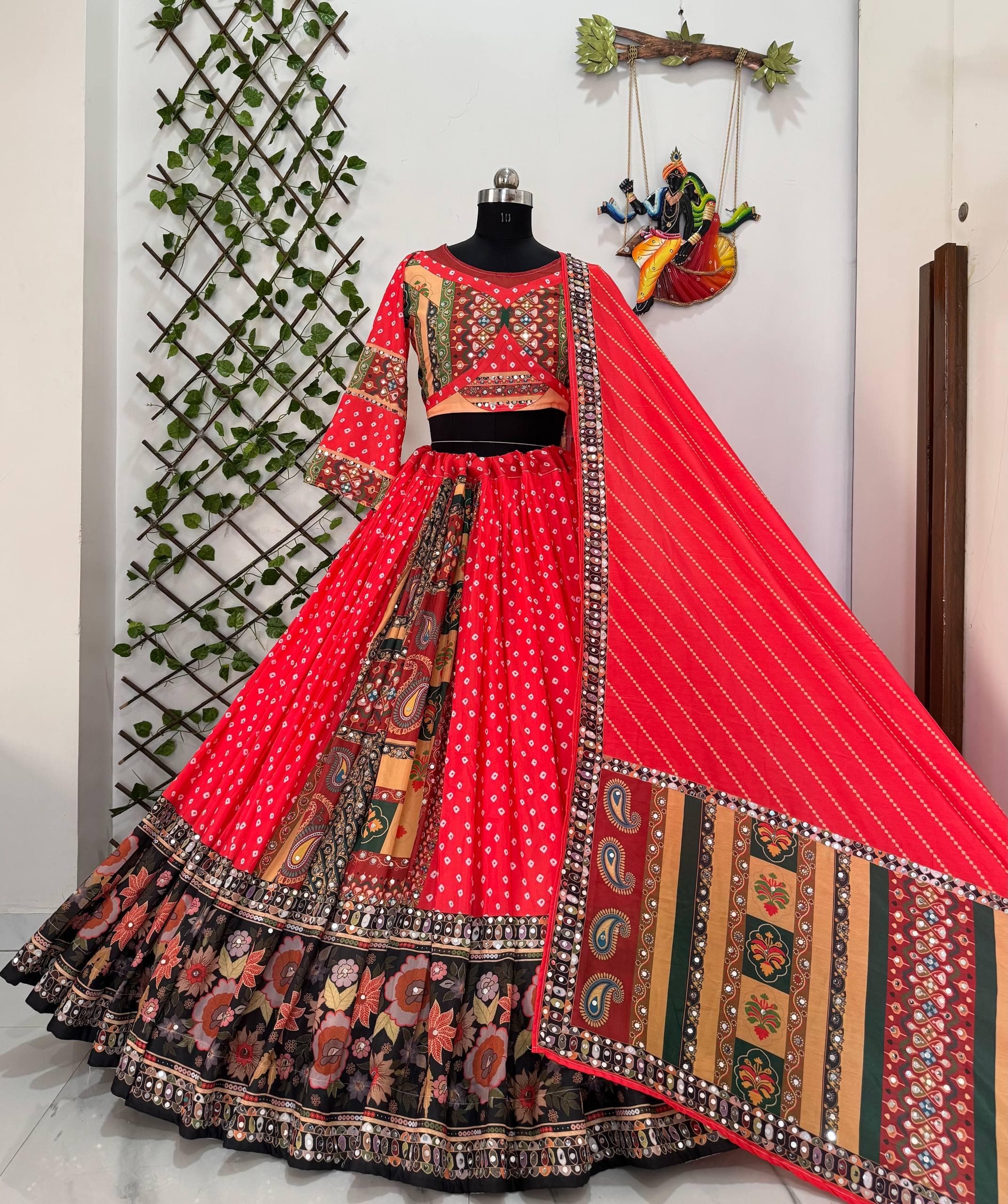 Muslin Digital Print with Mirror Work Chaniya Choli