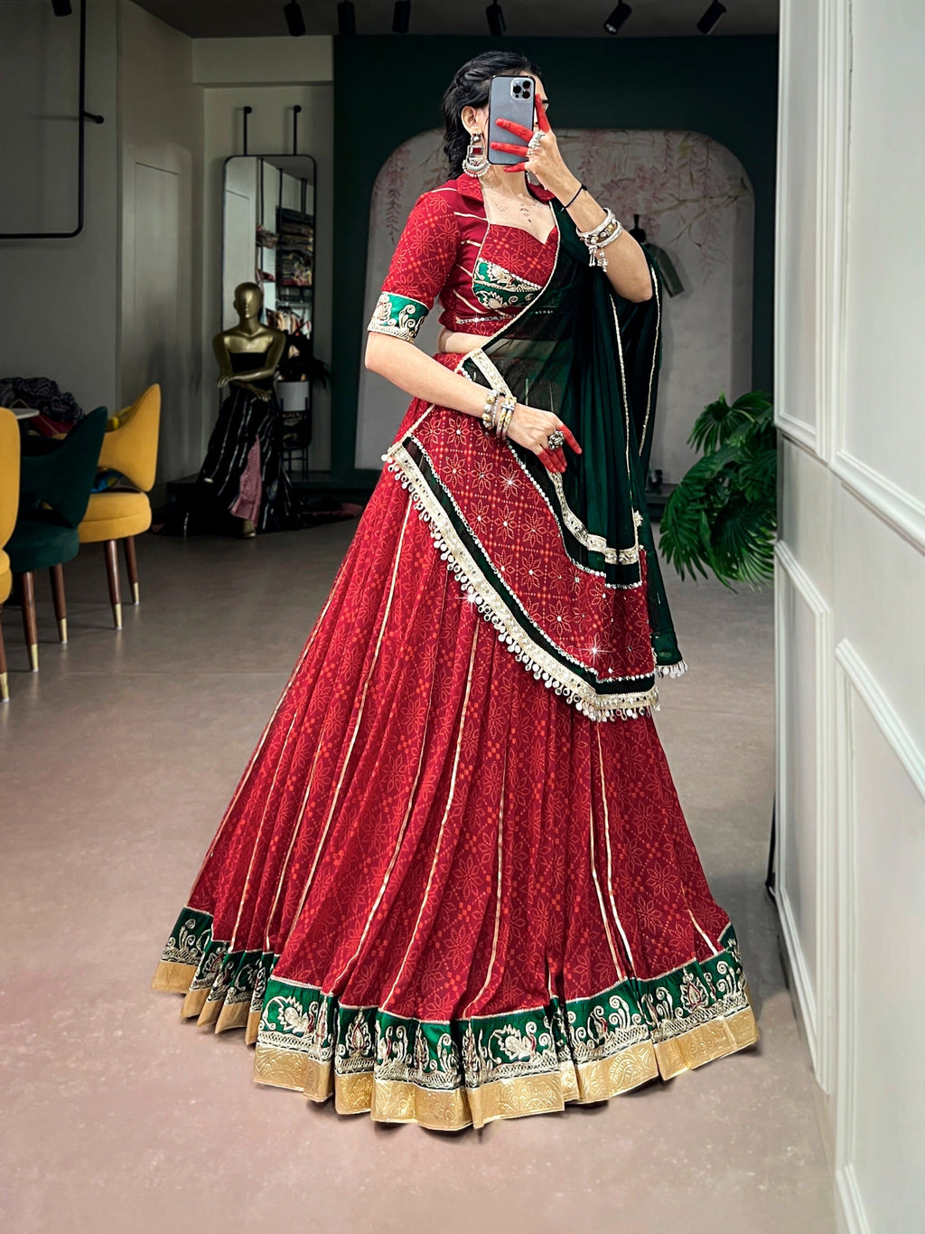 Georgette Bandhani Print Designer Chaniya Choli for Garba