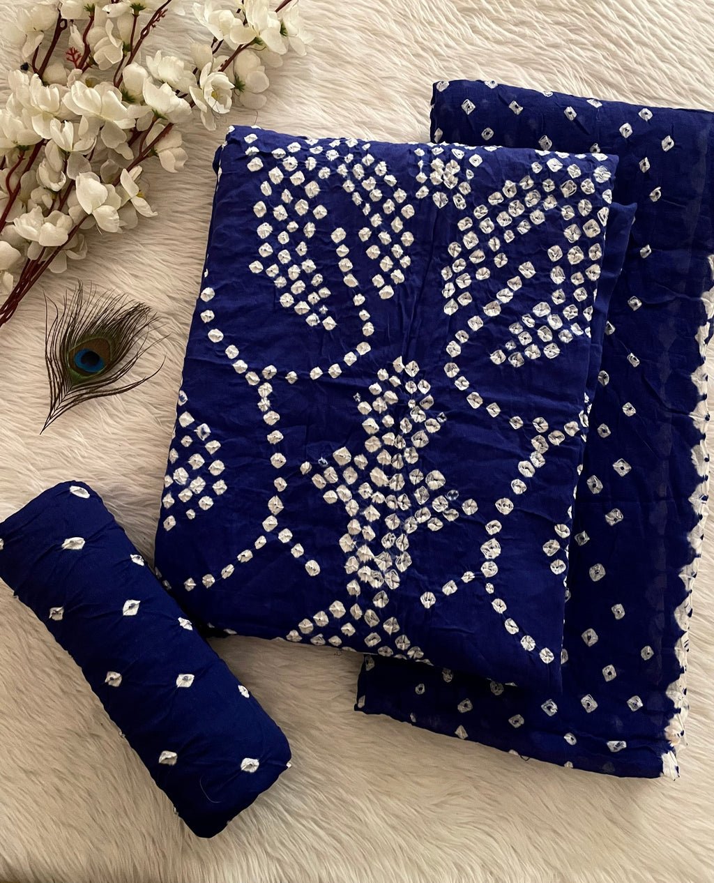 Cotton Satin Self Color Kutch Bandhani Salwar Material (Unstitched)