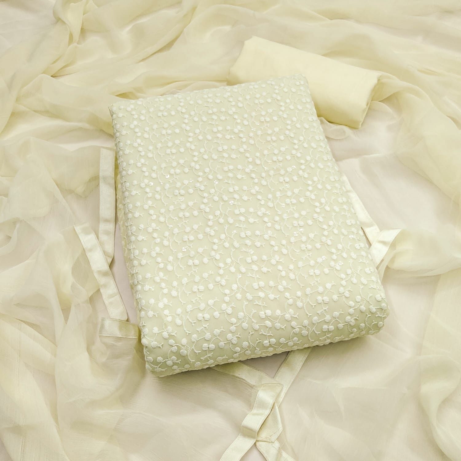 Georgette Chikankari Thread Embroidery Work Unstitched Dress Material