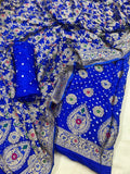Dhupian Silk Authentic Kasab work Bandhani Dress Material (Unstitched)