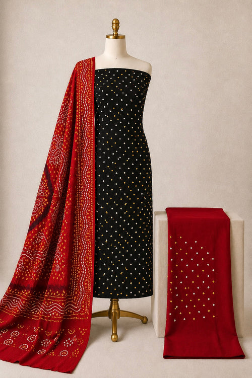 Cotton Satin 3Pc Kutch Bandhani Dress Material