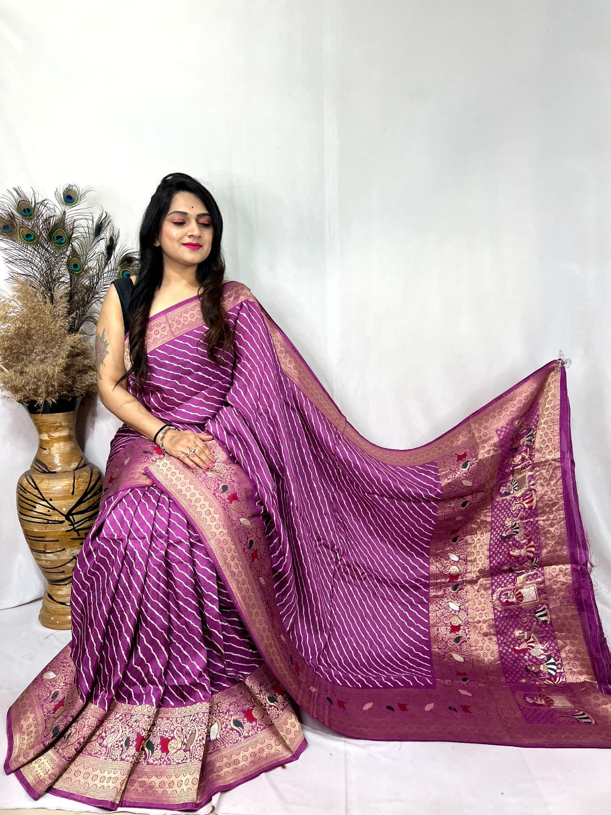 Dola Silk Leheriya Print Saree