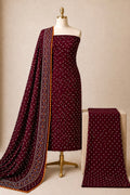 Cotton Satin Self Color 3Pc Kutch Unstitched Bandhani Dress Material