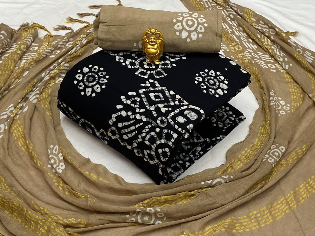 Cotton Authentic Hand Blocked Wax Batik Dress Material (Unstitched)