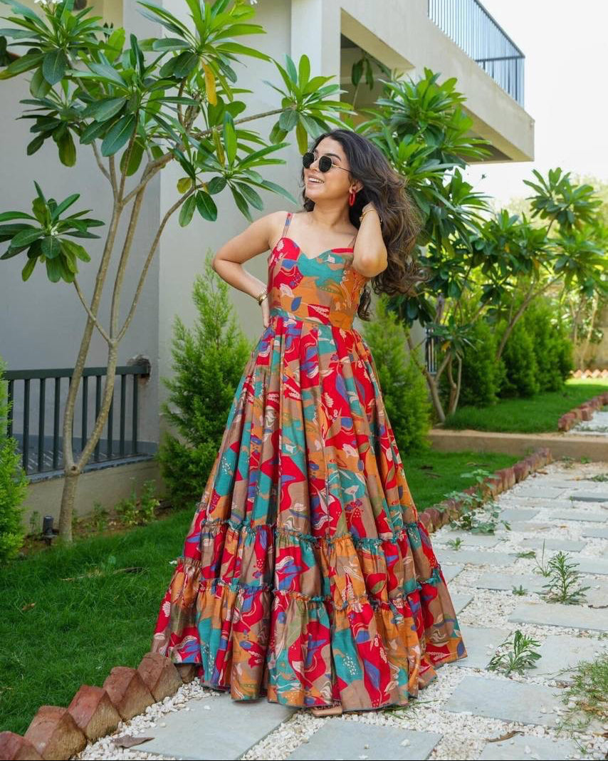 Ethenika Floral Printed Summer Special Maxi Dress