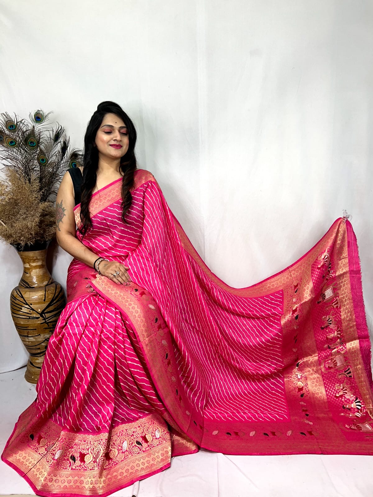 Dola Silk Leheriya Print Saree