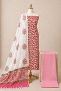 Kota Doria Hand Block Print 3Pc Unstitched Dress Material