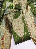 Chanderi Silk Jeckquard Weaving Work 3Pc Dress Material for Women (Unstitched)