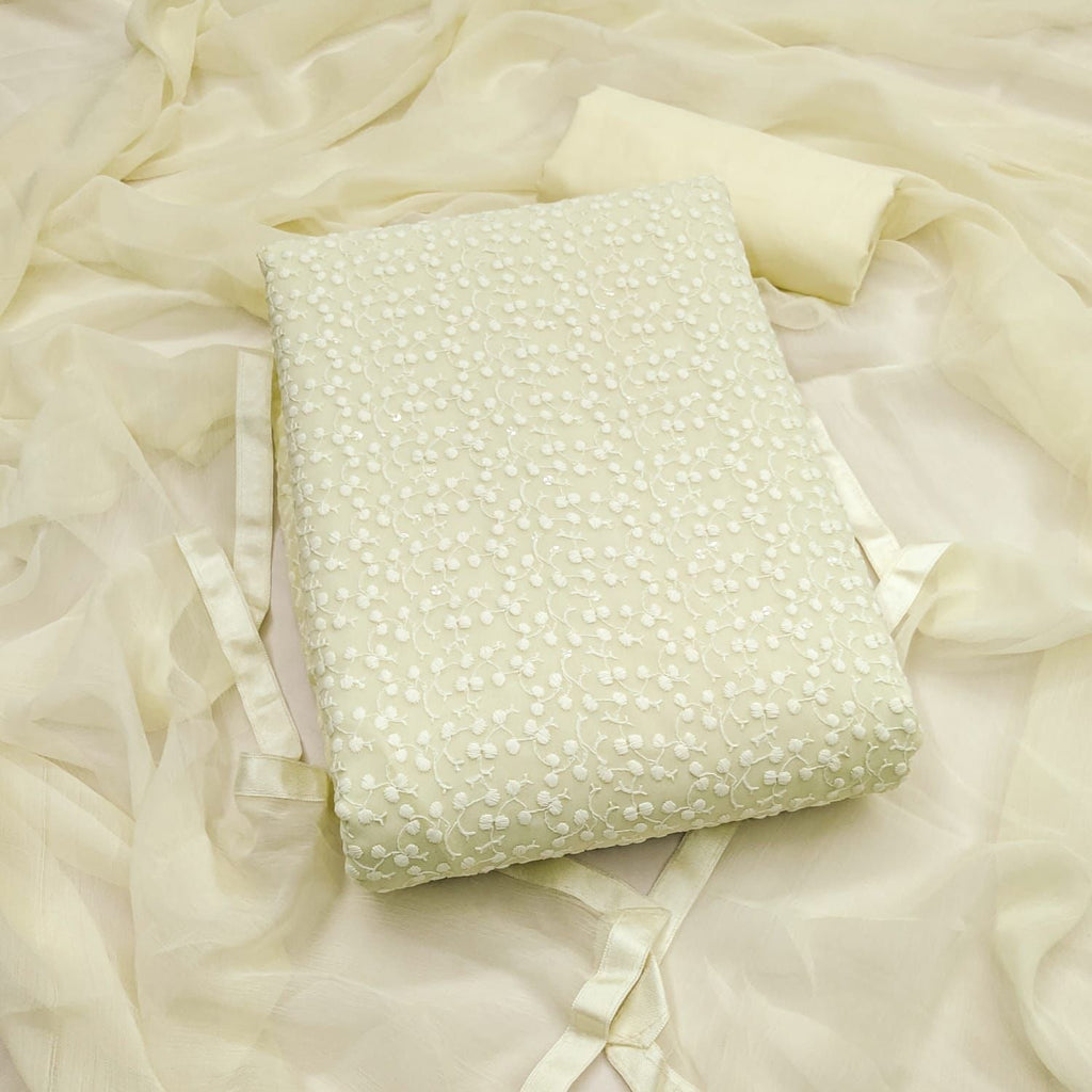 Georgette Chikankari Thread Embroidery Work Unstitched Dress Material