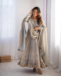 Fendi Silk Sequence Embroidery Work Gown Dupatta Pant Set