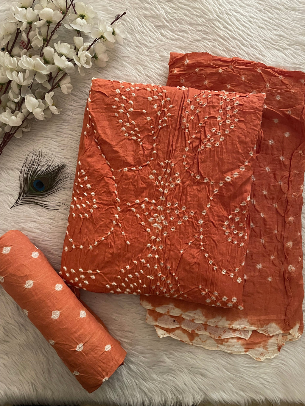 Cotton Satin Self Color Kutch Bandhani Salwar Material (Unstitched)