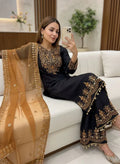 Chinon Silk Designer Kurti Palazzo Dupatta Set
