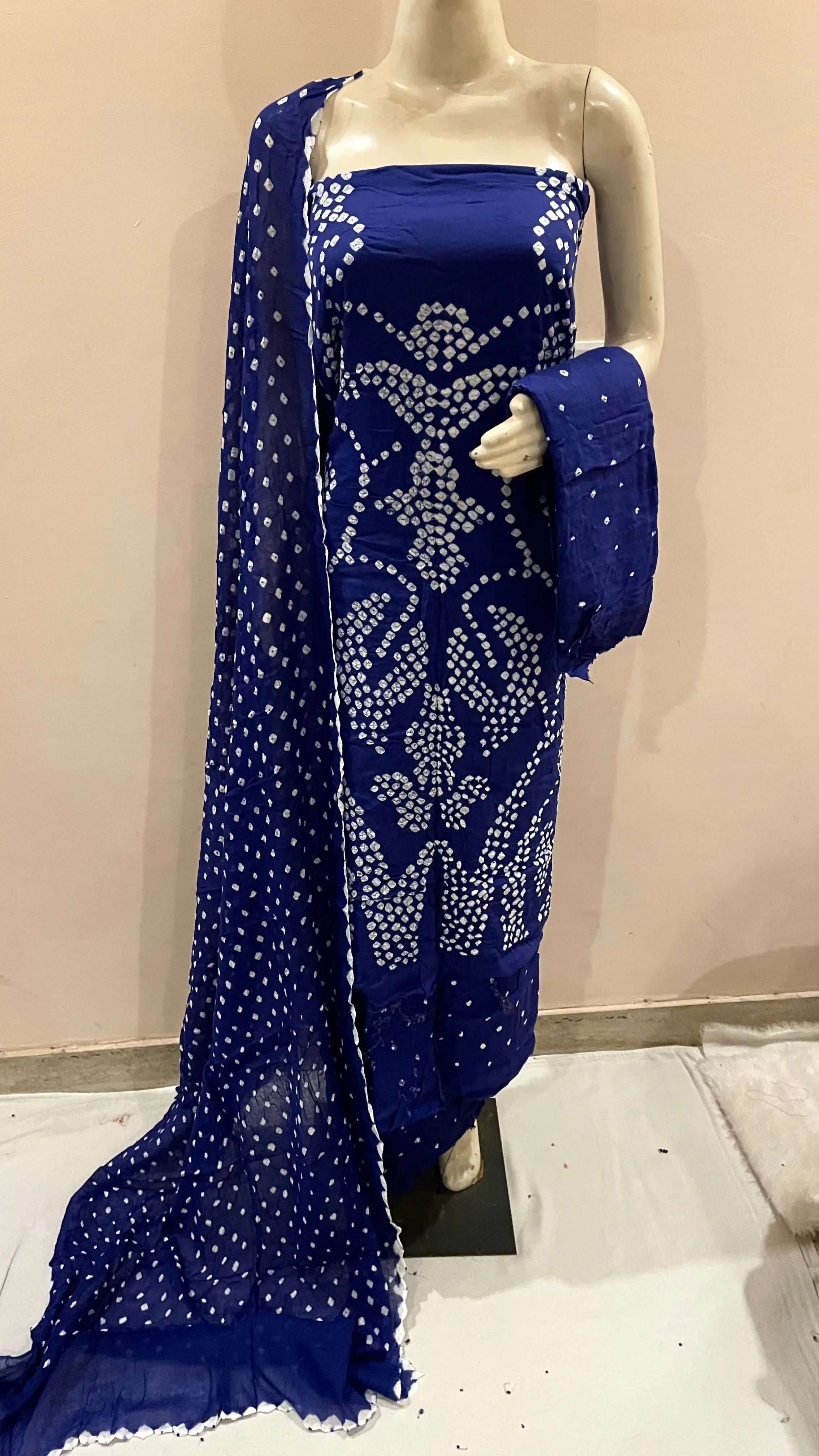 Cotton Satin Original Kutch Bandhani Dress Material