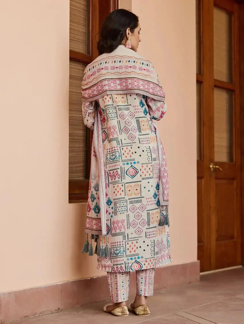 Cotton Summer Special Digital Printed Kurti Pant Dupatta Set