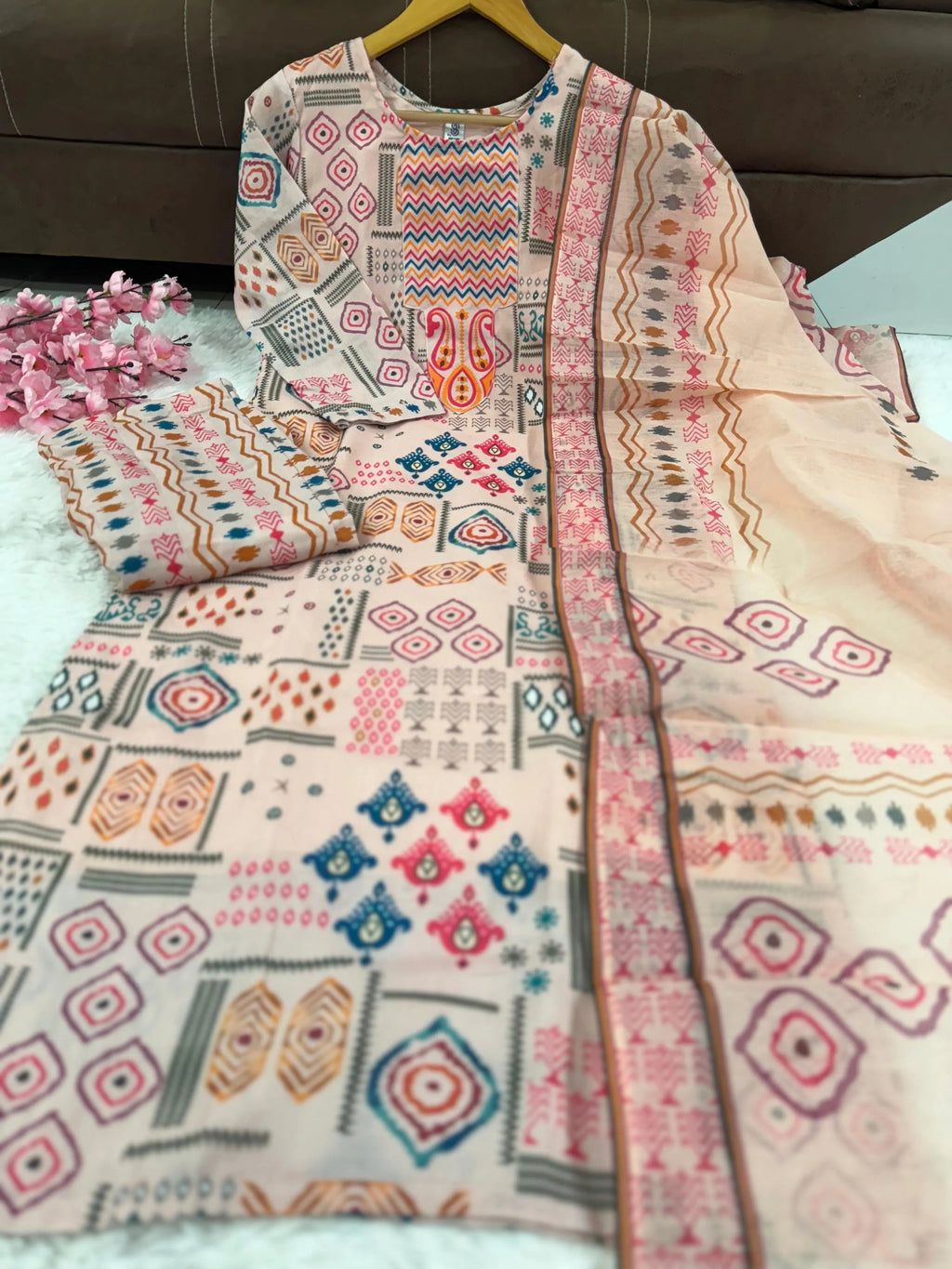 Cotton Summer Special Digital Printed Kurti Pant Dupatta Set