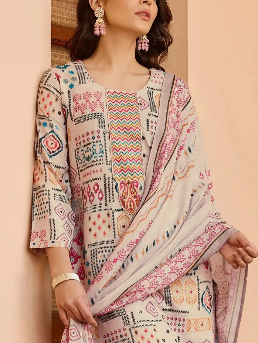 Cotton Summer Special Digital Printed Kurti Pant Dupatta Set