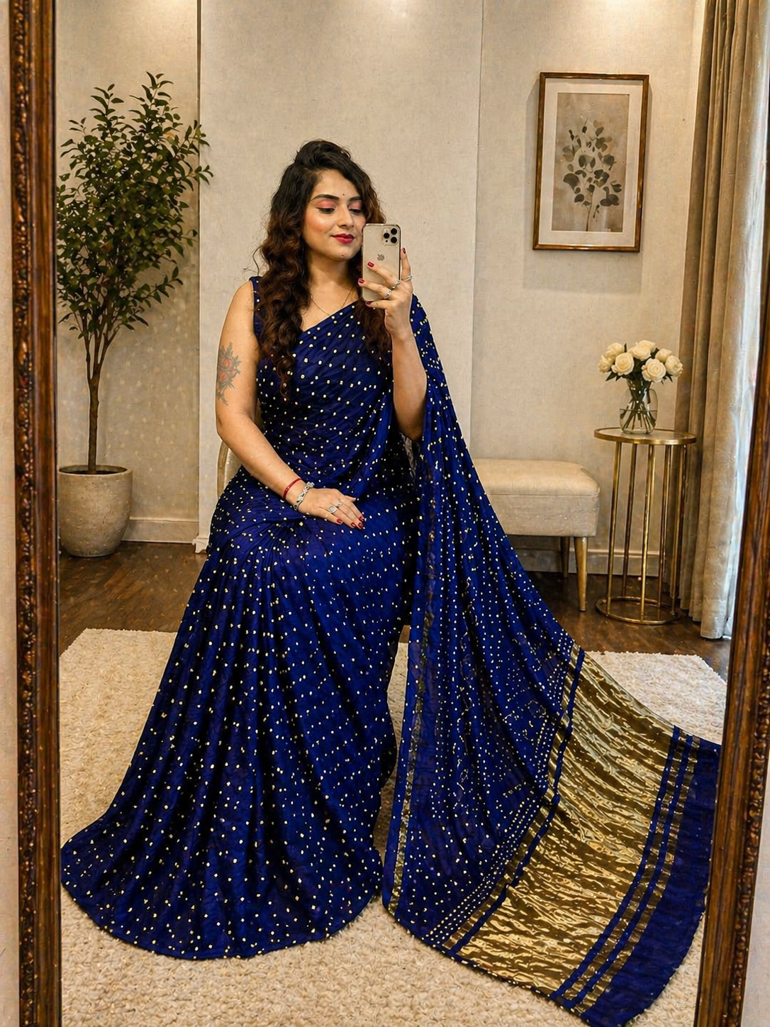 Modal Silk Authentic Hand Made Silk Bandhani Saree