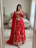 Georgette Sequence Embroidery Work Ready to Wear Gown Pant Dupatta Set