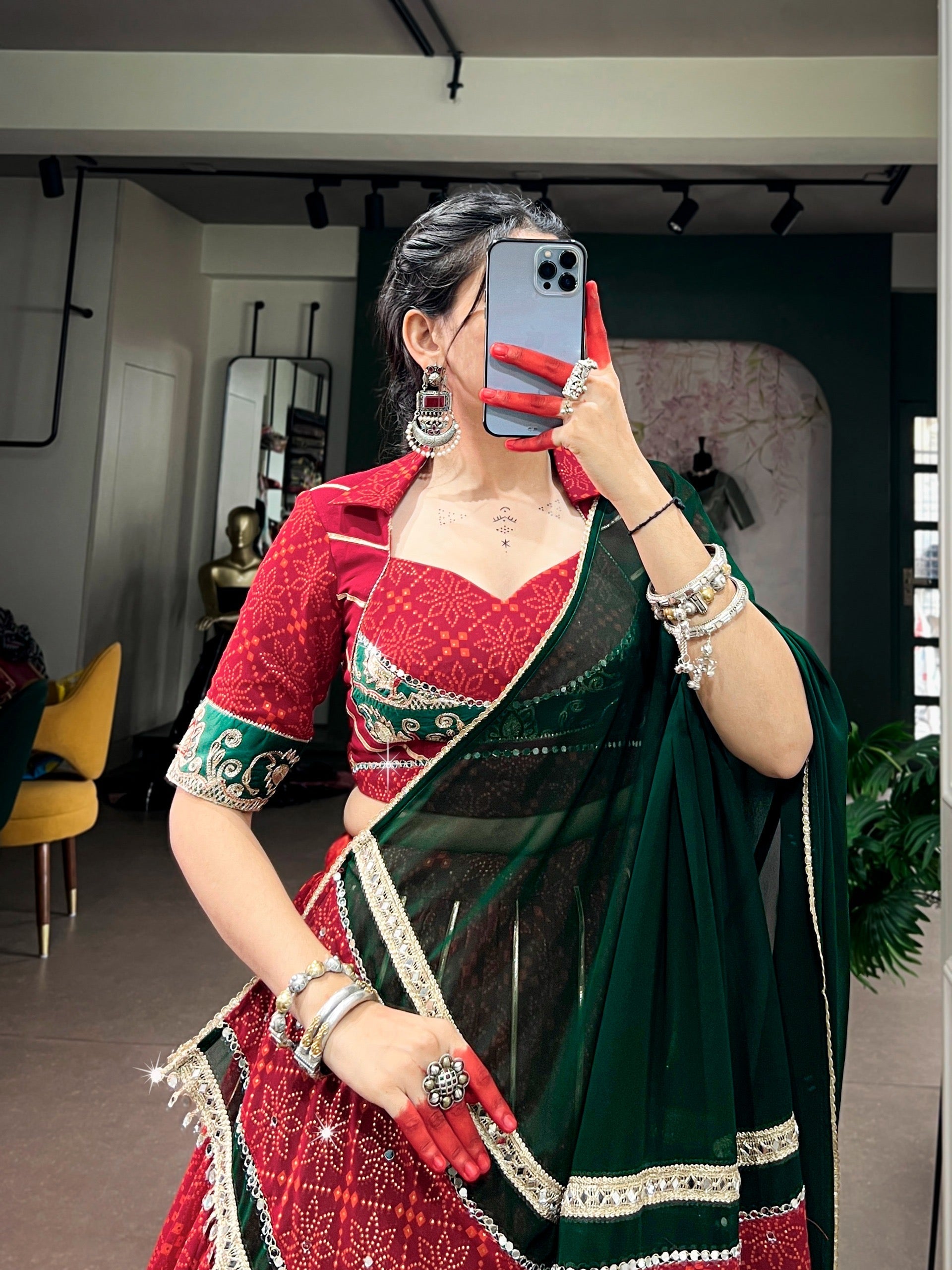 Georgette Bandhani Print Designer Chaniya Choli for Garba