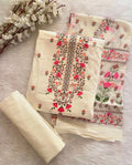Soft Cotton Digital Phulkari Print with Stone work White Concept Summer Special 3 Pc Salwar Dress Material