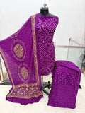 Modal Silk Original Hand Crafted Silk 3pc Bandhani Dress Material