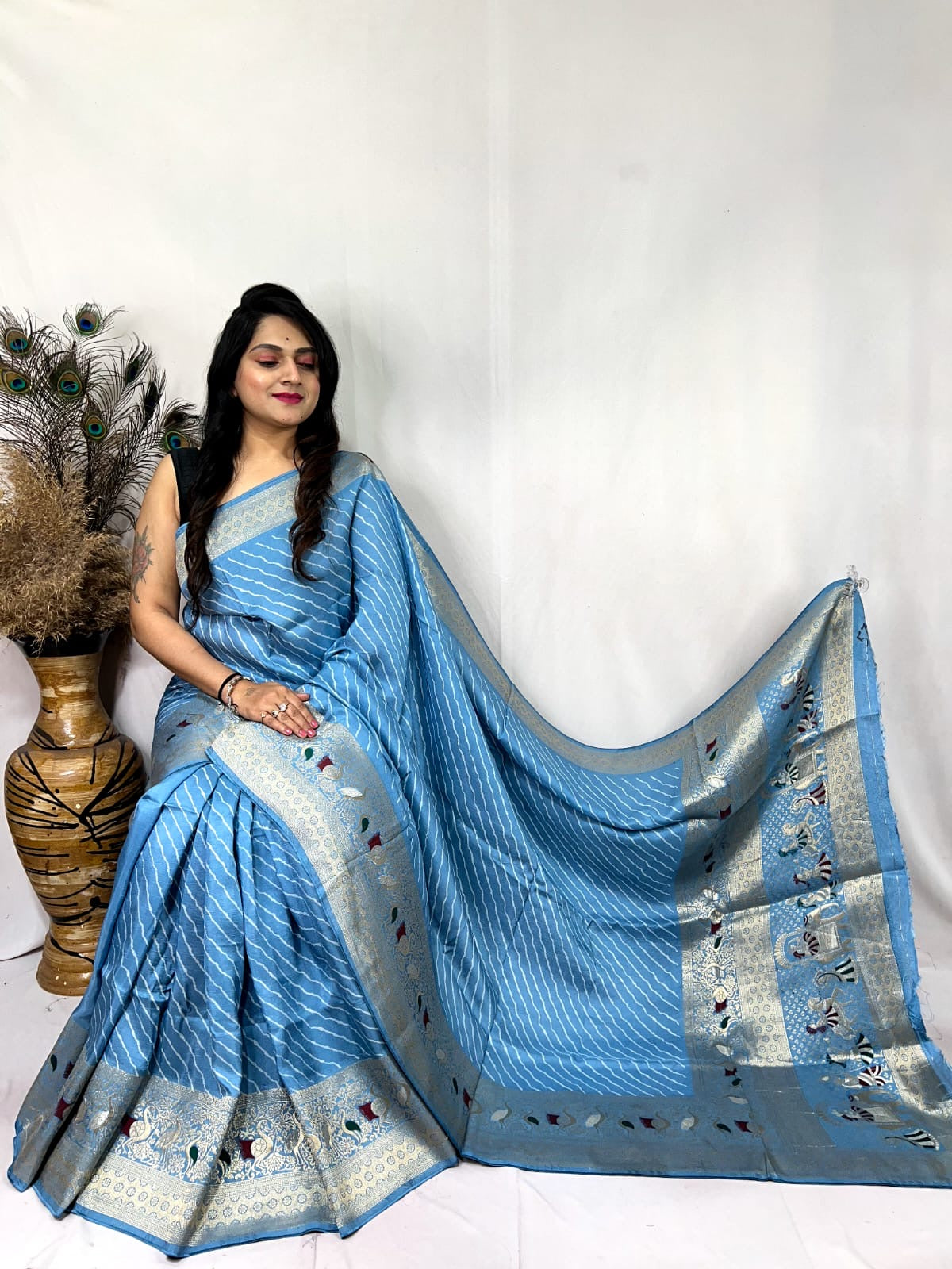 Dola Silk Leheriya Print Saree