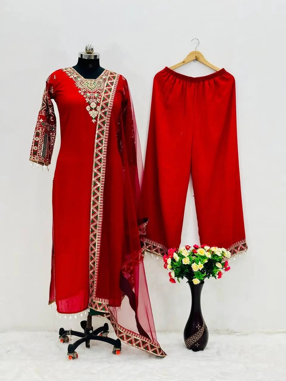 Heavy Vachitra Silk Neck Embroidery kodi work Party wear Suit