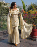 Sequence Embroidery Work Trending Kurti Sharara Dupatta Set