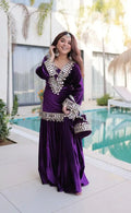 Ethenika Originals Mirror Work Velvet Kurti Palazzo Set