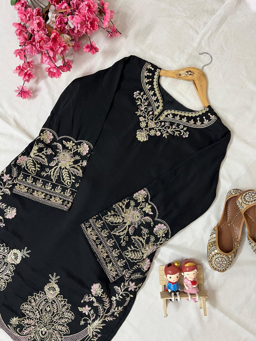 Muslin Cotton Embroidery Work Cord Set (Ready to Wear)