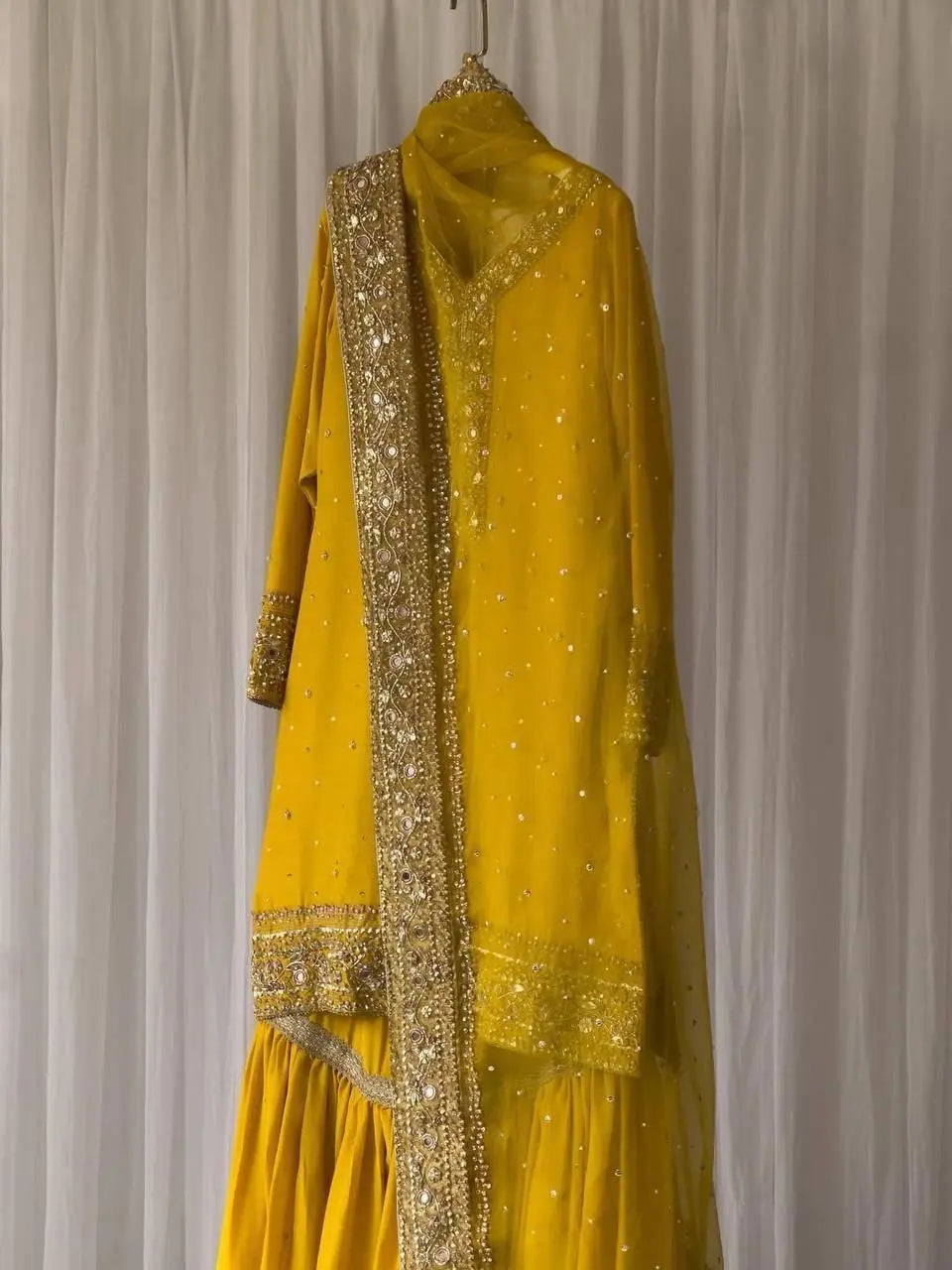 Faux Georgette Haldi Ceremony Dress (Ready to Wear)