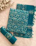 Muslin Silk Hand Blocked Wax Batik Dress Material (Unstitched)