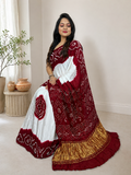 Modal Silk White Concept Silk Bandhani Saree